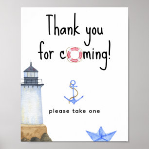 Nautische baby shower - Bedankt voor uw komst Poster