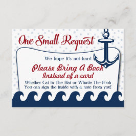 Nautische Baby shower Book Kaart Gelieve een boek 