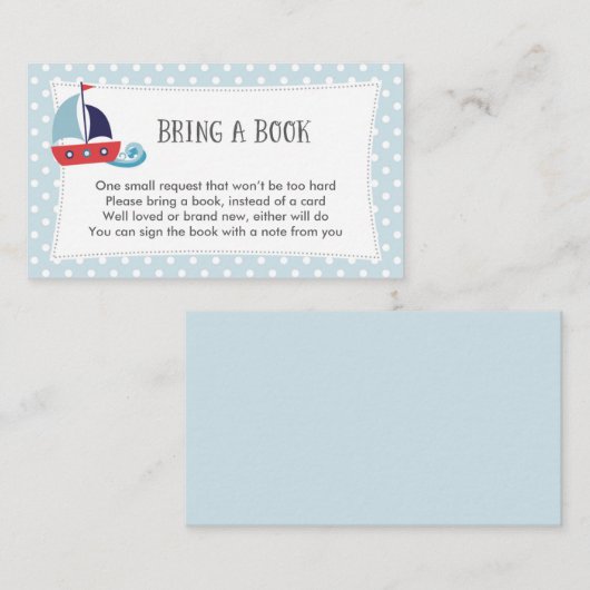 Nautische Baby shower Book Request Card Informatiekaartje (Voorkant / Achterkant)