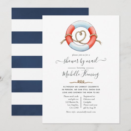 Nautische baby shower per post kaart (Voorkant / Achterkant)