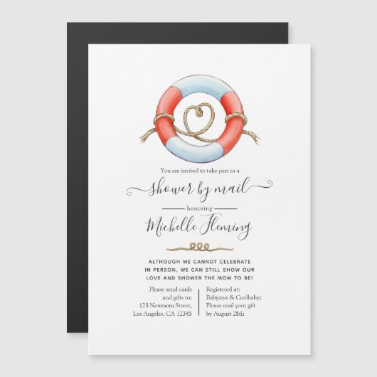 Nautische baby shower per post magnetische uitnodiging (Voorkant / Achterkant)