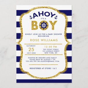 Nautische baby shower-uitnodiging kaart