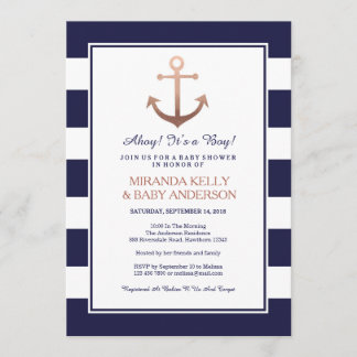 Nautische baby shower uitnodiging, nautische uitno kaart