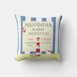 Nautische Baby Stats Jongen Blauwe Strepen Kussen