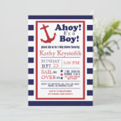 nautische babyjongen doucheuitnodiging kaart (Staand voorkant)