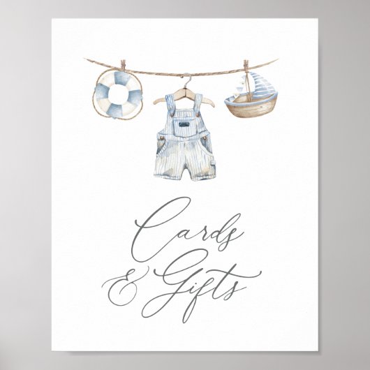 Nautische Babykleding Baby shower Kaarten en Gesch Poster (Voorkant)
