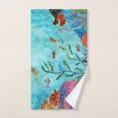 Nautische badkamer Waterverf oceaan koraal rif Bad Handdoek (Handdoek)