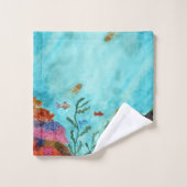 Nautische badkamer Waterverf oceaan koraal rif Bad Handdoek (Wasdoekje)