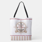 Nautische band en anker tote bag (Achterkant)