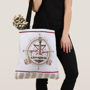 Nautische band en anker tote bag