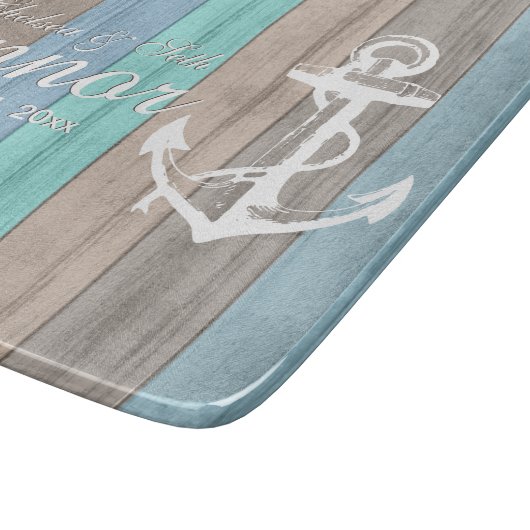 Nautische band met houten band en anker snijplank (Hoek)