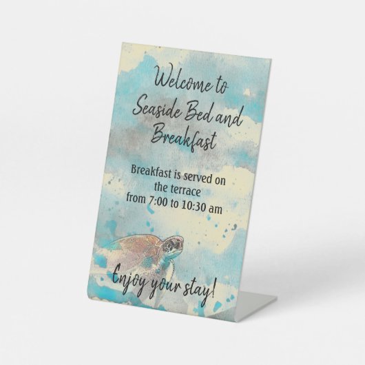 Nautische Beach Bed en ontbijtgastinformatie Reclamebord Met Voetstuk (Voorkant)