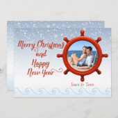 Nautische Beach Boaters Foto Kerstmis Kaart (Voorkant / Achterkant)