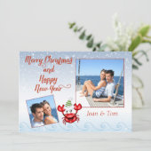 Nautische Beach Boaters Foto Kerstmis Kaart (Staand voorkant)