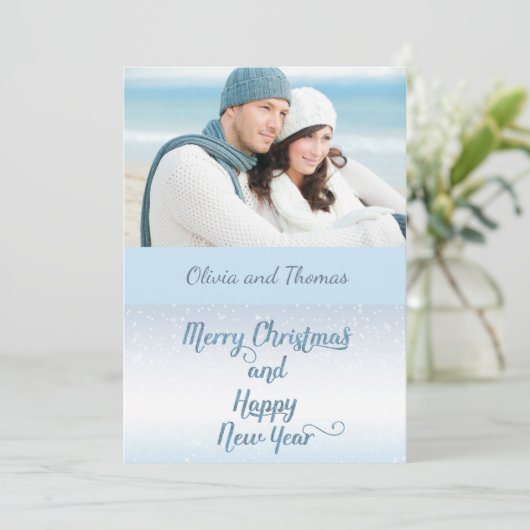 Nautische Beach Boaters Foto Kerstmis Kaart (Staand voorkant)