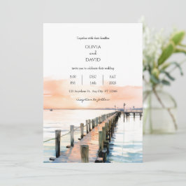 Nautische Beachside Sinaasappel Sky Sunset Pier Br Kaart