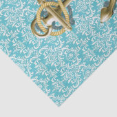 nautische beachy turquoise damask gold anchor tissuepapier (Detail)