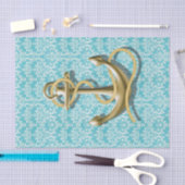 nautische beachy turquoise damask gold anchor tissuepapier (Craft)