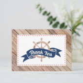 Nautische bedankkaart in marineblauw en rood (Staand voorkant)