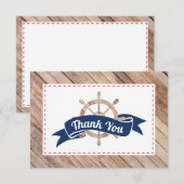 Nautische bedankkaart in marineblauw en rood (Voorkant / Achterkant)