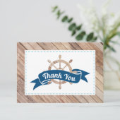 Nautische bedankkaart in Navy Blue en Aqua (Staand voorkant)