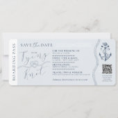 Nautische bestemming Wedding Boarding Pass Ticket Kaart (Voorkant)