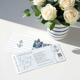 Nautische bestemming Wedding Boarding Pass Ticket Kaart