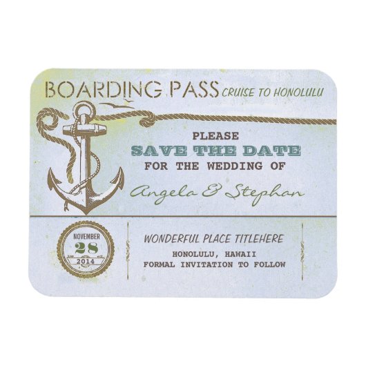 nautische bestemmingsbruiloft met de datummagneet magneet (Horizontaal)