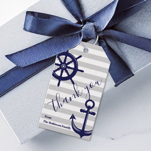 Nautische bevestiging ankerwiel Hartelijk dank Cadeaulabel