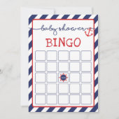 Nautische Bingo Baby shower Spel Navy Red Kaart (Voorkant)