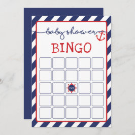 Nautische Bingo Baby shower Spel Navy Red Kaart