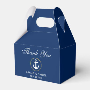 nautische blauw gouden bruiloft dank u G Bedankdoosjes