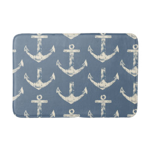 Nautische blauwe anker badmat