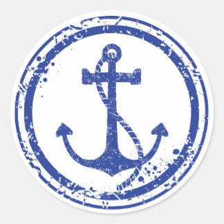 Nautische  Blauwe Anker Sticker - 1,5" Rond