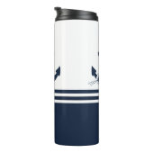 Nautische blauwe ankers met blauwe en witte strepe thermosbeker (Geroteerd rechts)