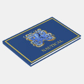 nautische blauwe boot strand huis octopus op maat gastenboek (Hoek)