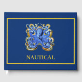 nautische blauwe boot strand huis octopus op maat gastenboek (Voorkant)