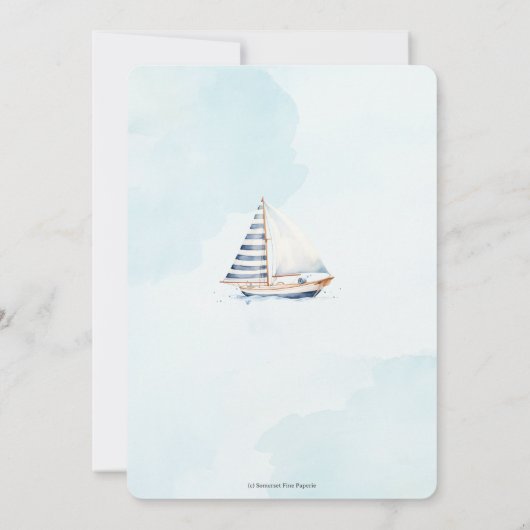 Nautische Blauwe Boot Strand Hutten Jongen Baby sh Kaart (Achterkant)