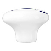 Nautische blauwe en witte strepen keramische knop (Zijkant)