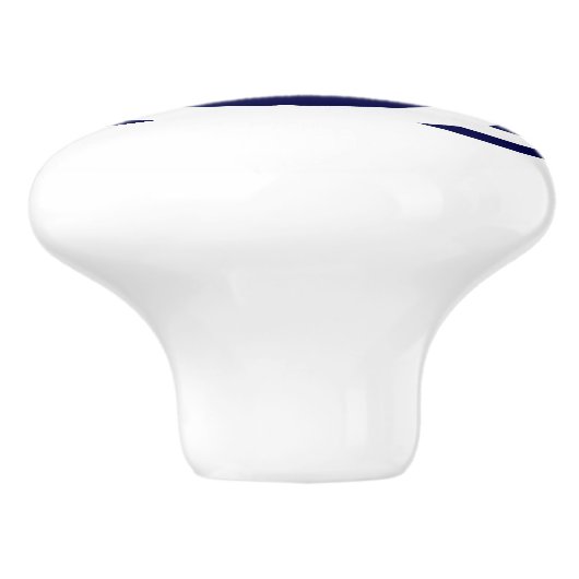 Nautische blauwe en witte strepen keramische knop (Zijkant)