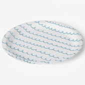 nautische blauwe golven | Zwembadverjaardag of Bab Papieren Bordje (Gekanteld)