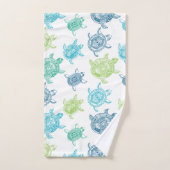 Nautische Blauwe & Groene Zee Schildpadden Bad Handdoek (Handdoek)