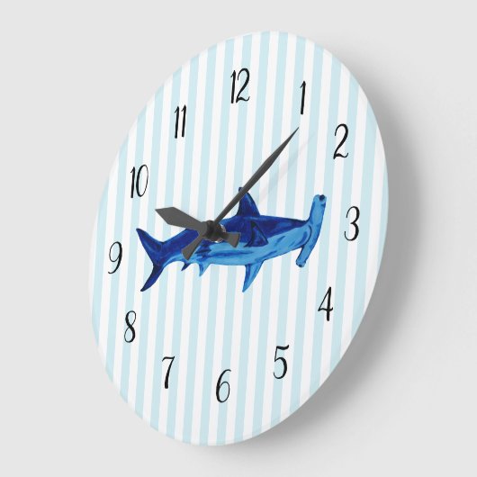 nautische blauwe hamerhaaienstreep grote klok (Hoek)
