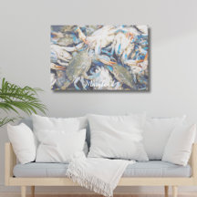 Nautische blauwe krab Beach House Canvas Print