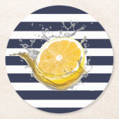 nautische blauwe limonade ronde kartonnen onderzetter (Voorkant)
