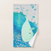 Nautische Blauwe Schattigee Walvis Waterverf kweke Bad Handdoek (Handdoek)