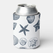 nautische blauwe schelpen blikjeskoeler (Blikje Voorkant)