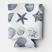 nautische blauwe schelpen blikjeskoeler (Voorkant)