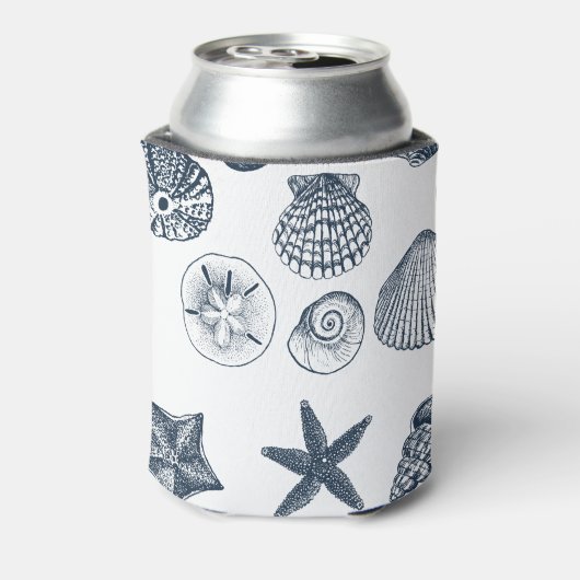 nautische blauwe schelpen blikjeskoeler (Blikje Achterkant)