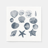nautische blauwe schelpen servetten (Voorkant)